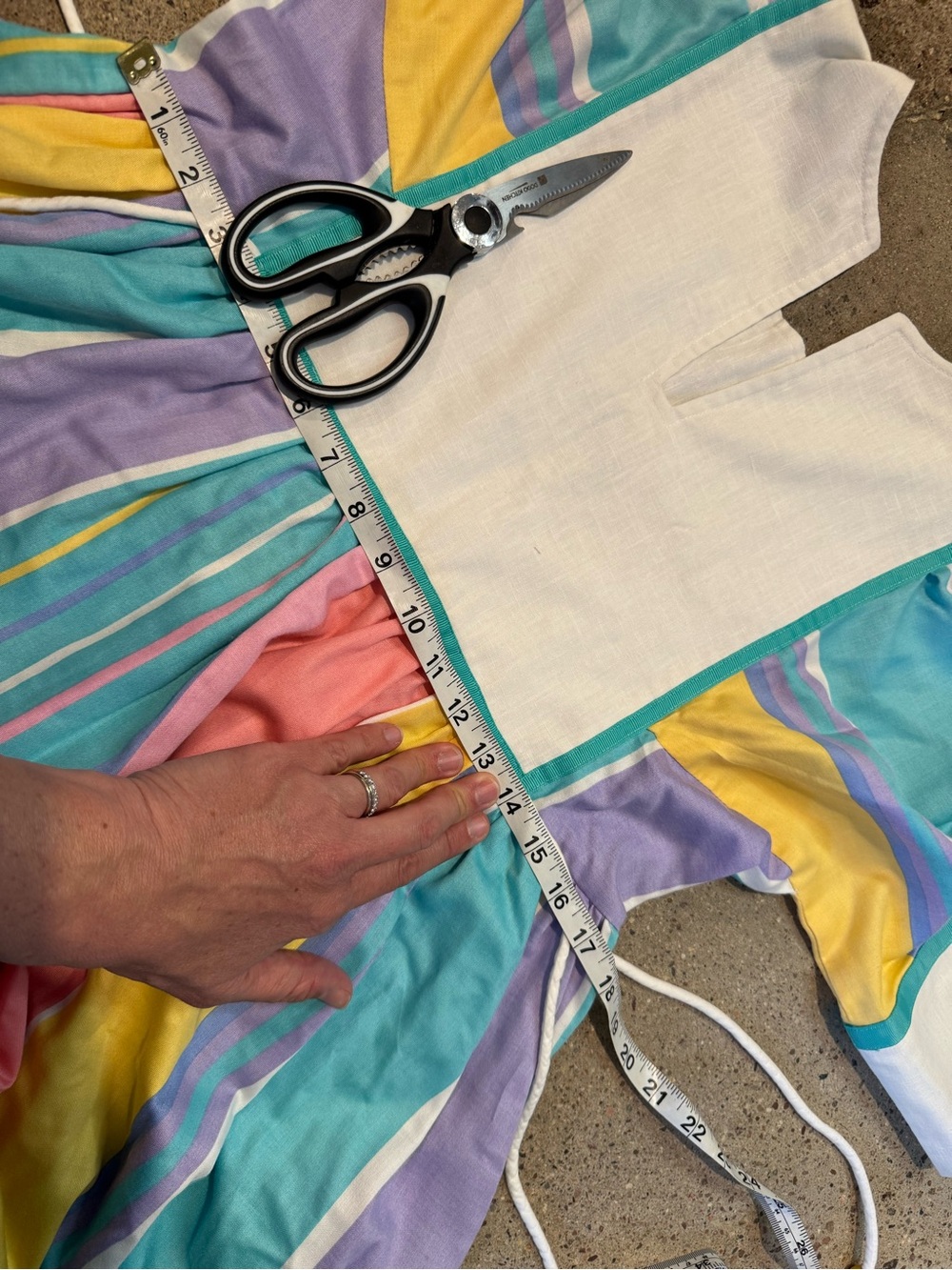 Vintage Mai Honolulu Pastel Rainbow  Stripe Prairie Maxi Dress Cottagecore 1970s - Picture 8 of 8